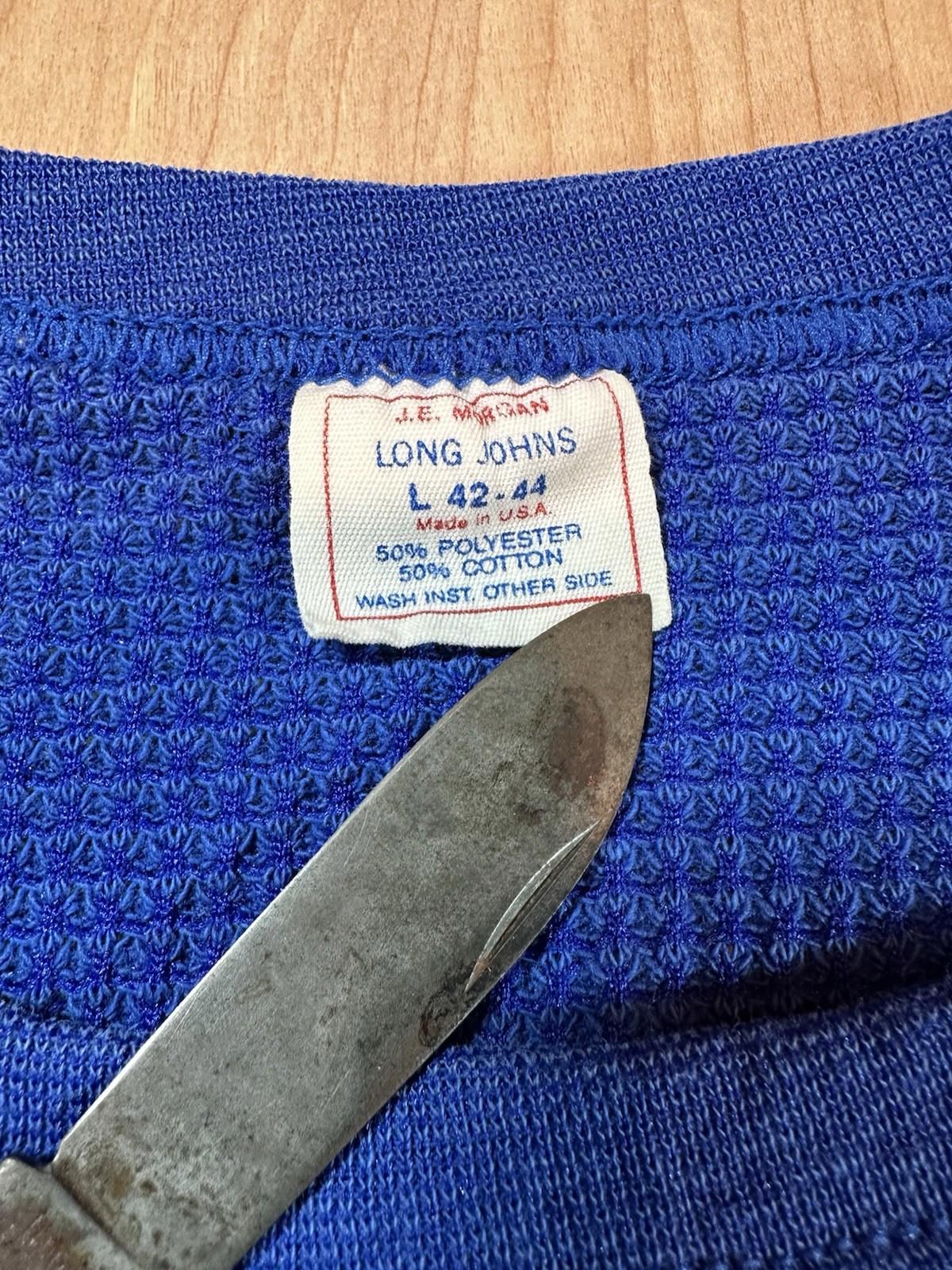 vintage 70's LONG JOHNS waffle top BLUE size LARGE super cool!