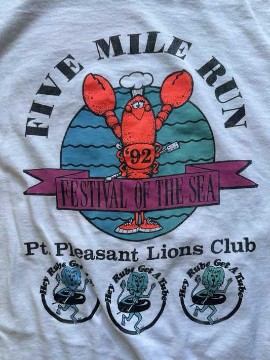 1992 tubing NEON LOBSTER beach lions club SURF SHOP vintage T SHIRT nj RAD skate