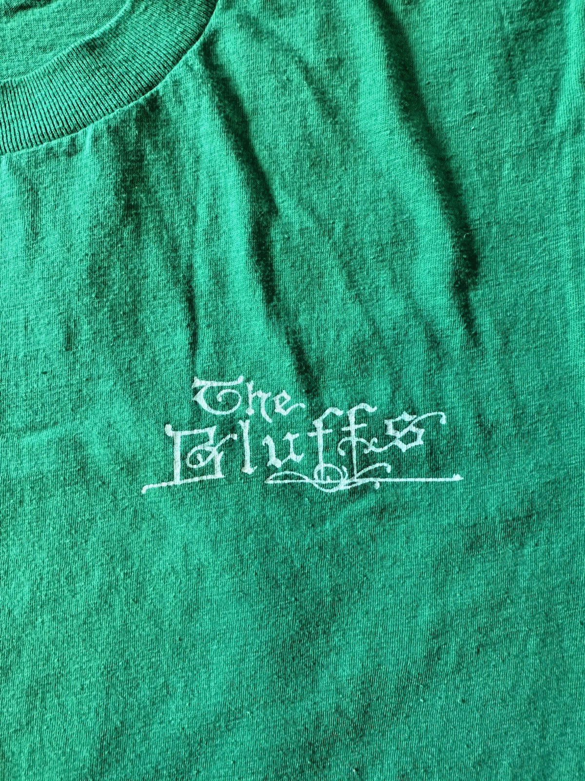 vintage SCREEN STARS 81-83 green LARGE the bluffs cool lettering logo