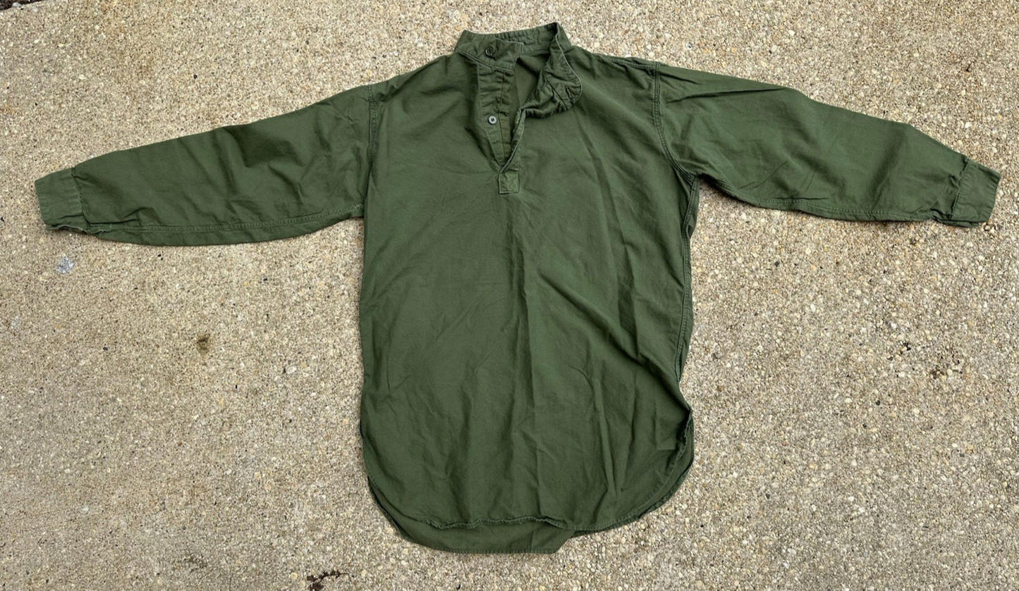vintage military longsleeve POPOVER large PREPPY gorpcore MANDARIN type collar