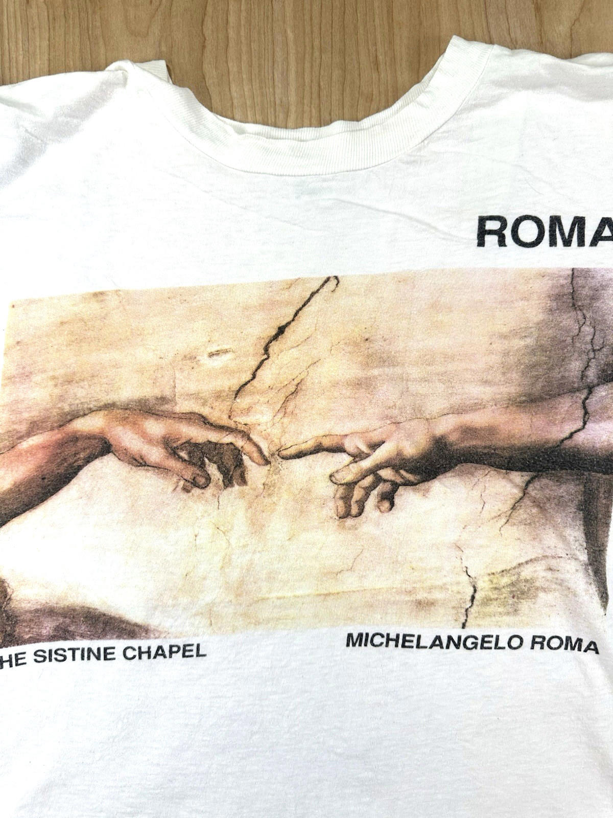 vintage 80's MICHELANGELO ROMA t shirt SISTINE CHAPEL xl COTTON creation of adam