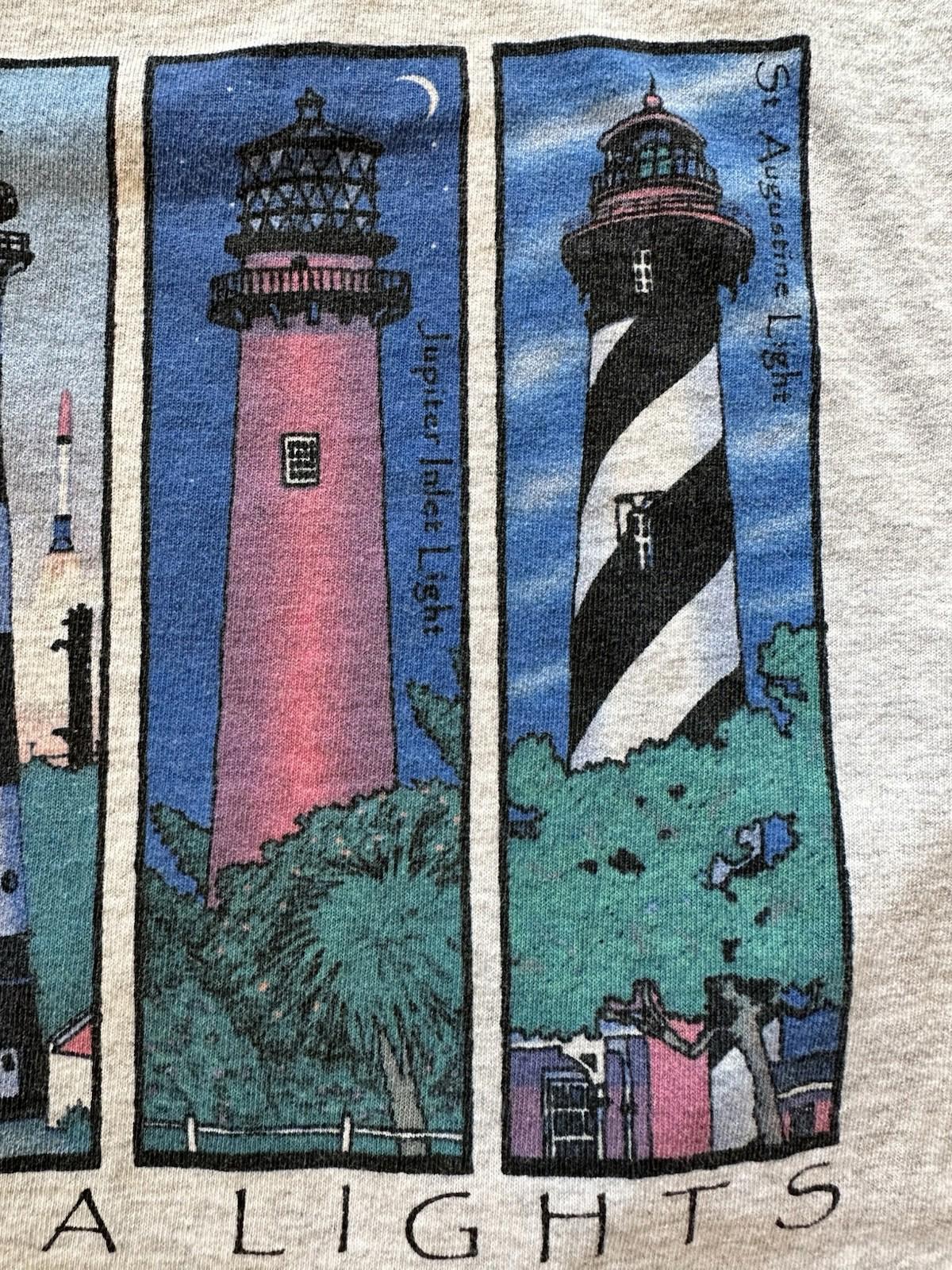 vintage 90's FLORIDA LIGHTHOUSE T SHIRT single stitch preppy LARGE nautical