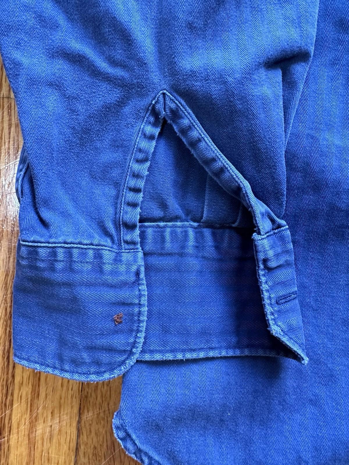 vintage 90's Abercrombie & fitch WORK SHIRT XL blue herringbone COTTON rare NICE
