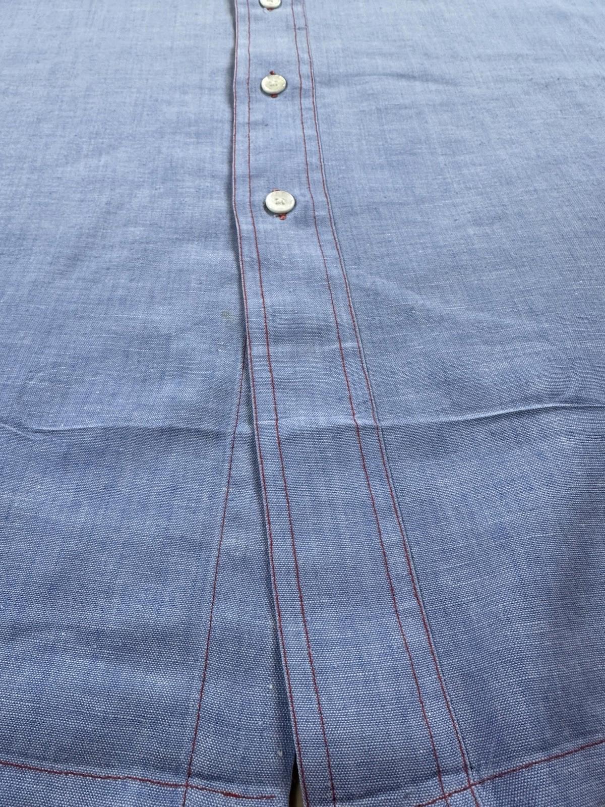 vintage 70's CHAMBRAY king size label BIG & TALL contrast red stitching TRUCKER