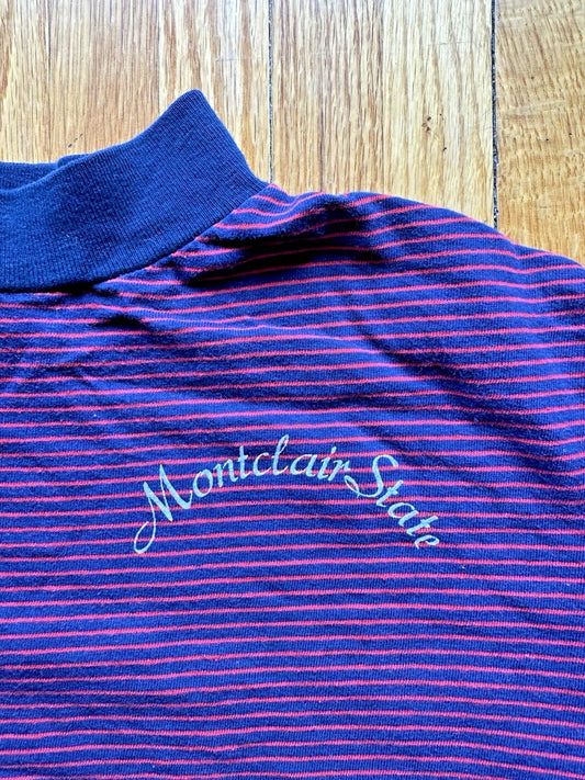 1969 CHAMPION vintage striped MONTCLAIR STATE UNIVERSITY shirt mock neck NJ