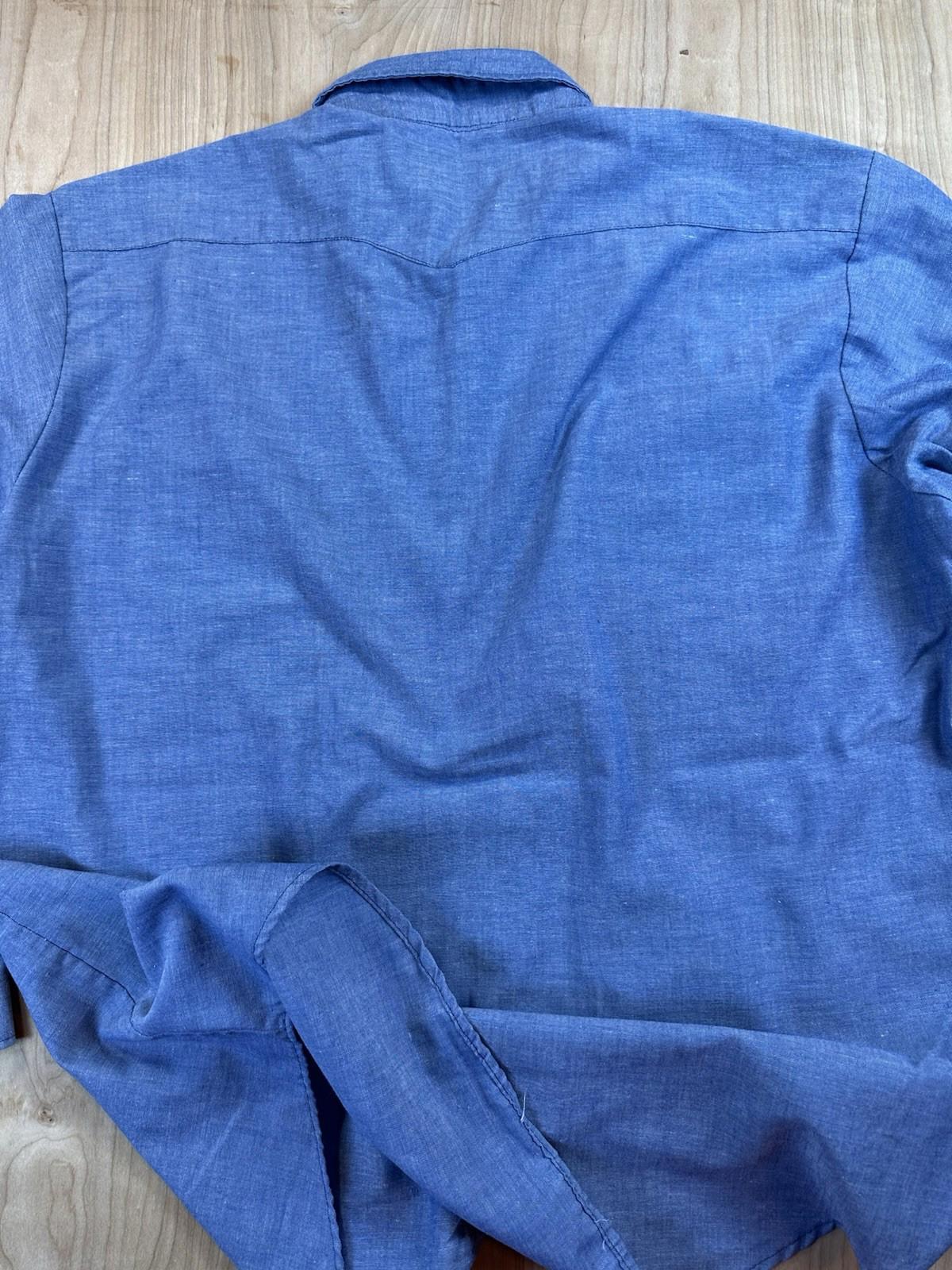 vintage 70's western PEARL SNAP chambray XXL cowboy shirt CHARLES ALEXANDER