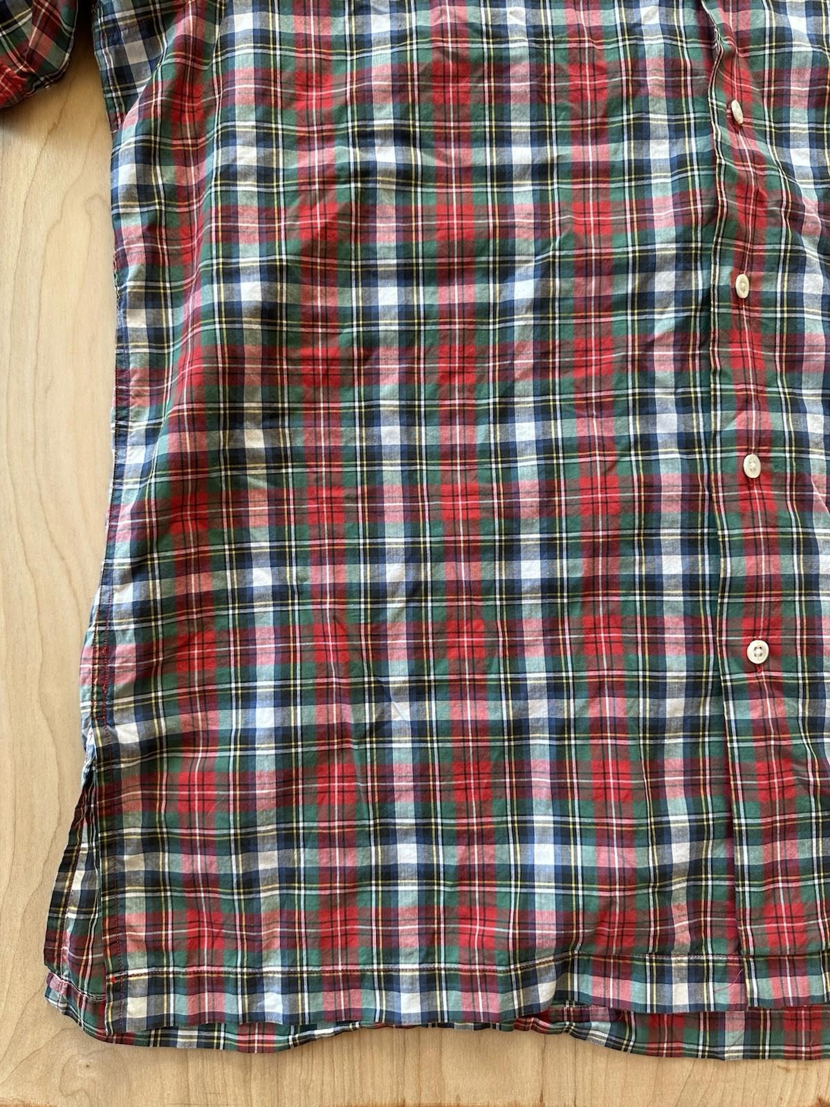 vintage 90's POLO RALPH LAUREN plaid CAMP COLLAR size LARGE striaght hem