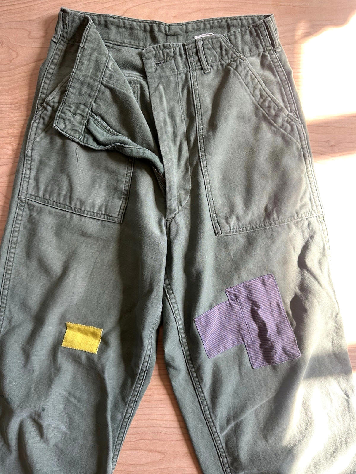 Vintage Vietnam 1968 Era OG 107 Military Green unisex 28" x 30" Pants patches