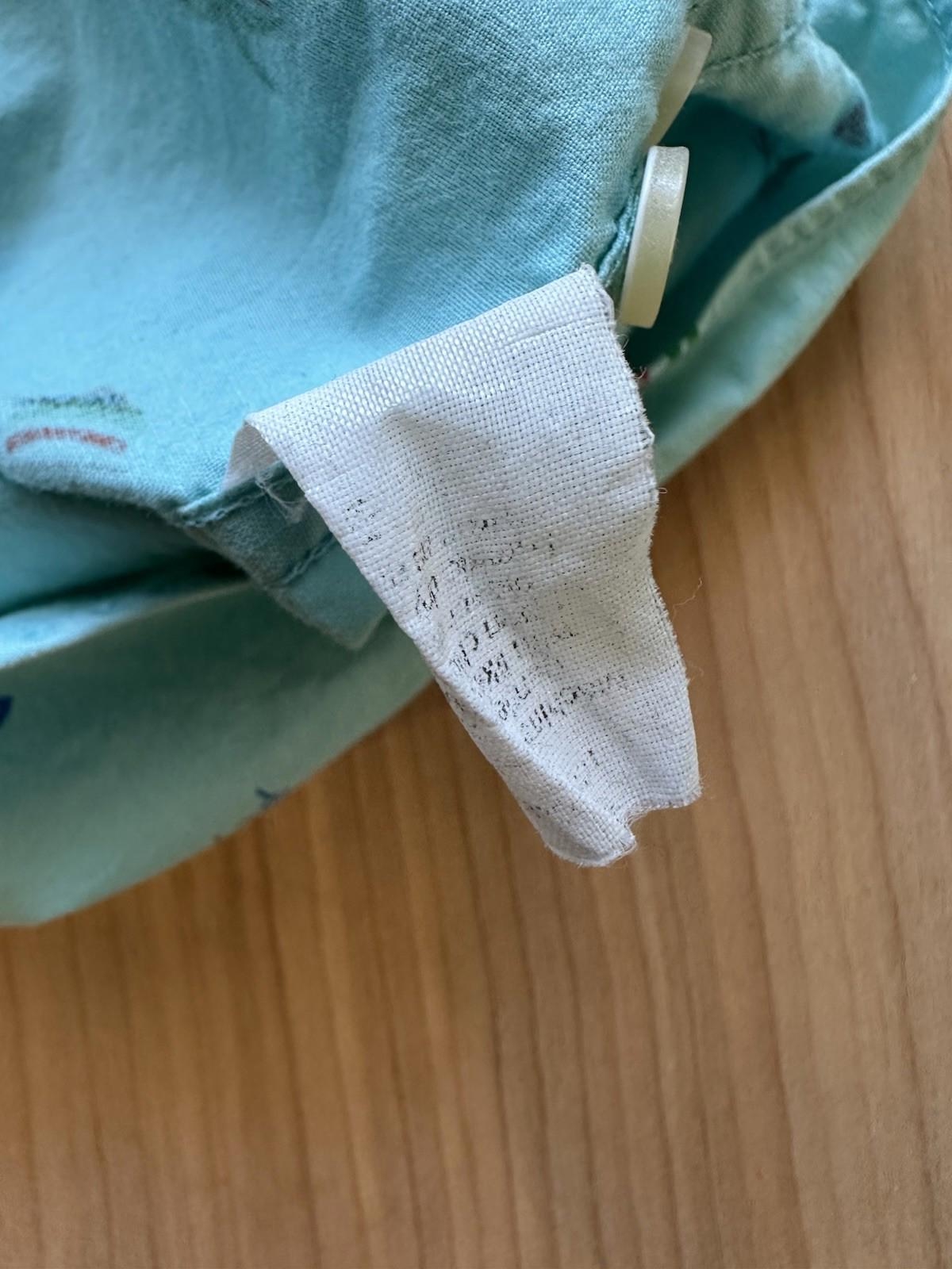 J CREW OXFORD beach print BUTTON UP teal SAILBOAT xtra small PREPPY
