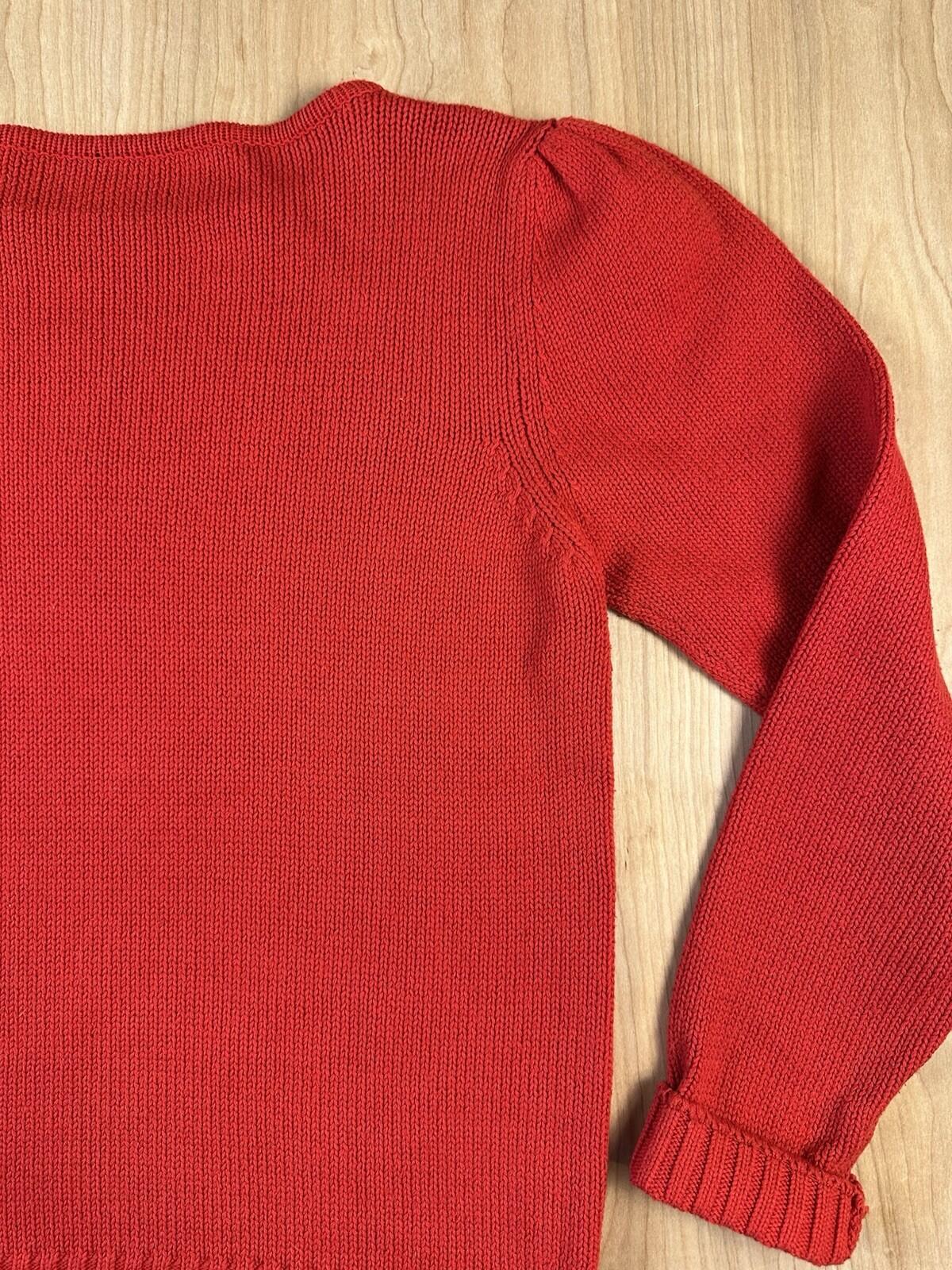 vintage 1980's CAT SWEATER handmade PUFFY SLEEVE red WHITE KITTY valley girl WOW