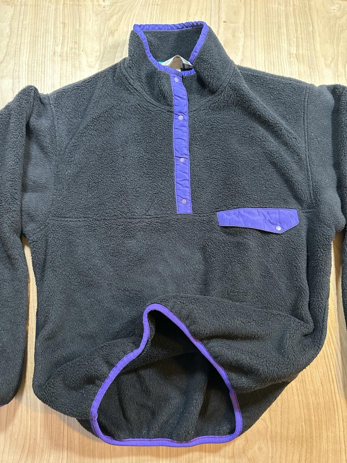 vintage 1980's EASTERN MOUNTAIN SPORTS fleece pullover BLACK womans purple MED