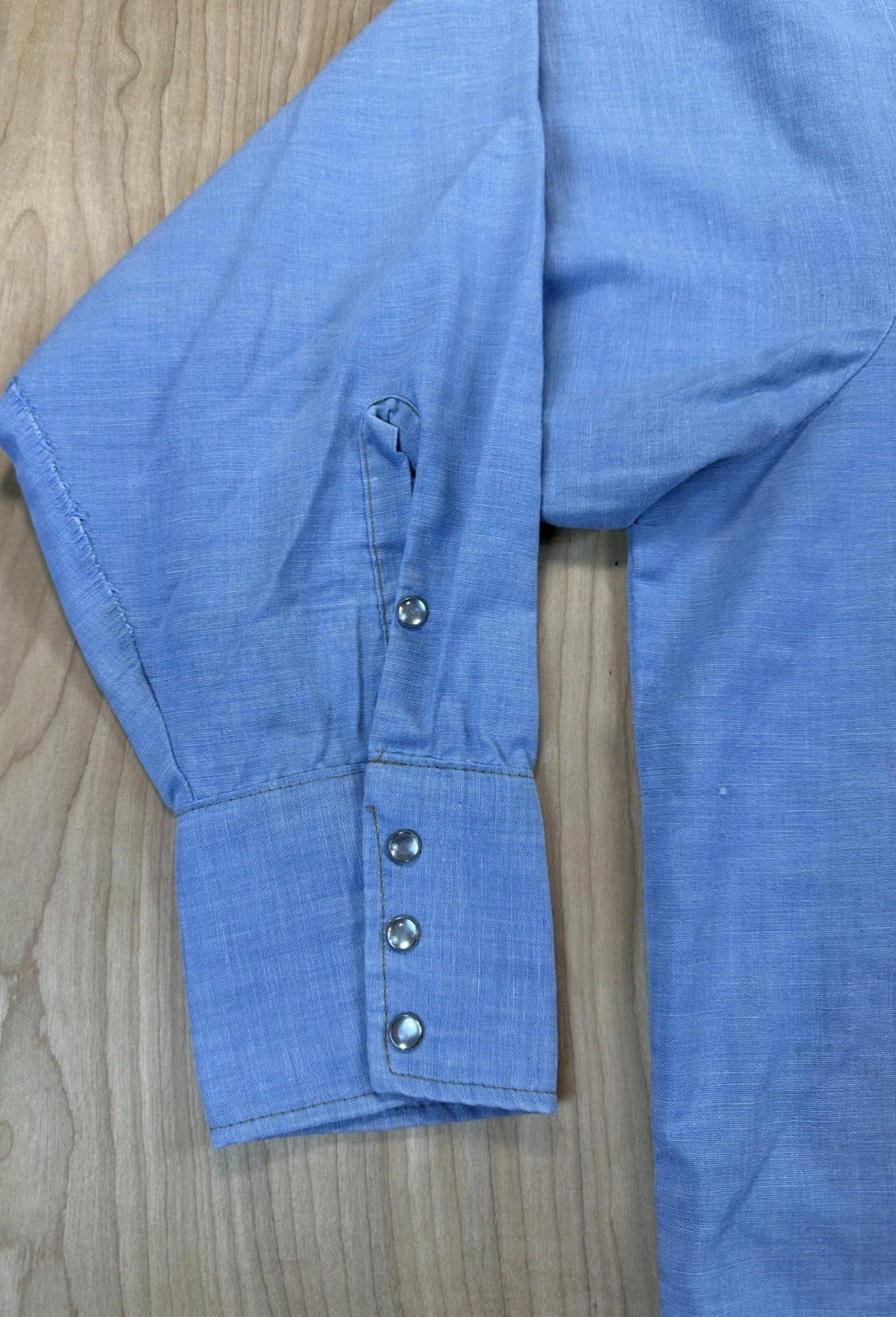 vintage 70's SEARS western wear 2XL pearl snap CHAMBRAY cowboy shirt