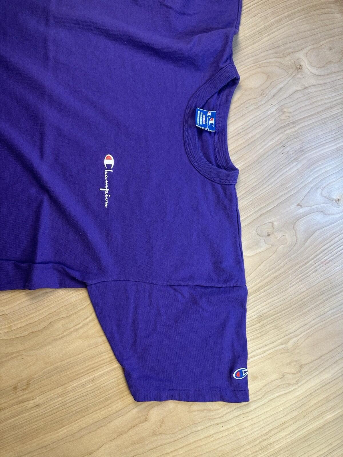 vintage 80's CHAMPION logo T SHIRT purple ALL COTTON made in USA xtra large