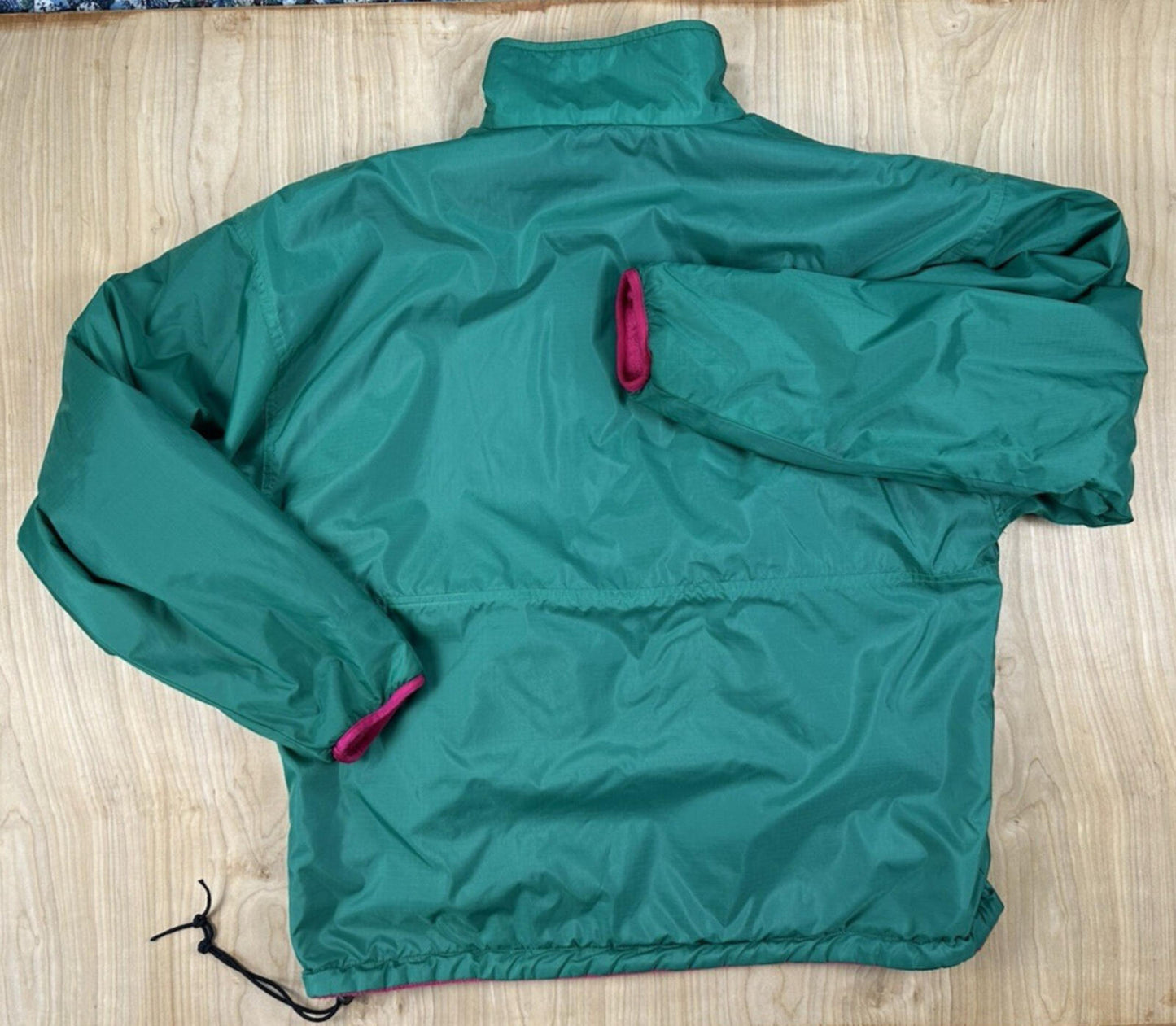 vintage 90's GAP anorak GREEN and PINK reversible ARCTIC LIGHT FLEECE large