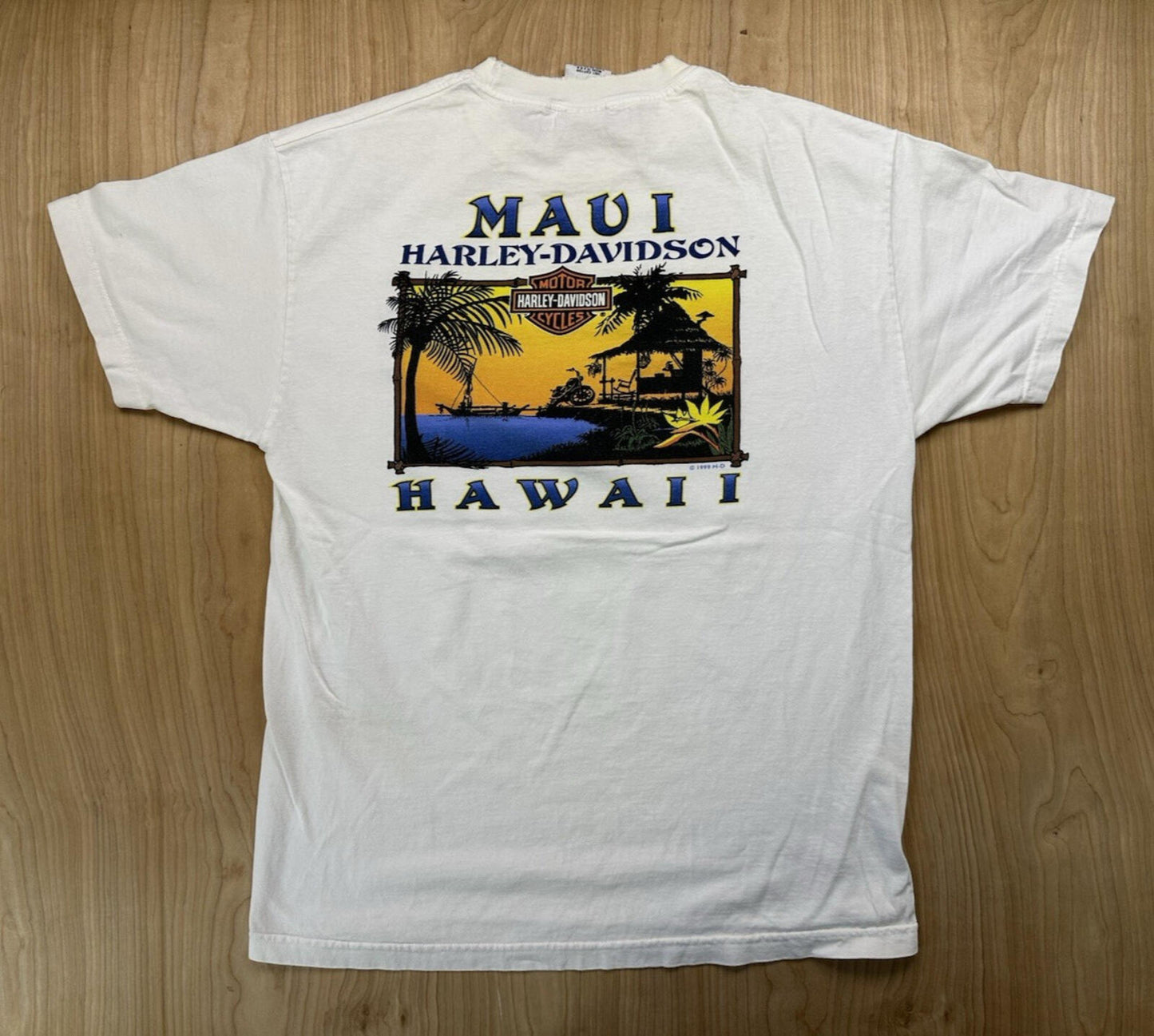 vintage 90's HARLEY DAVIDSON T SHIRT maui HAWAII made in USA shredded