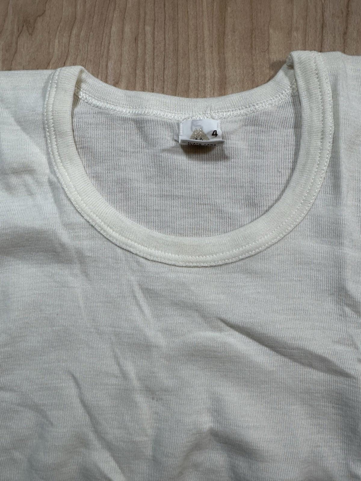 vintage 80's MAMABU wool blend SHORT SLEEVE UNDERSHIRT italian WHITE medium NEW