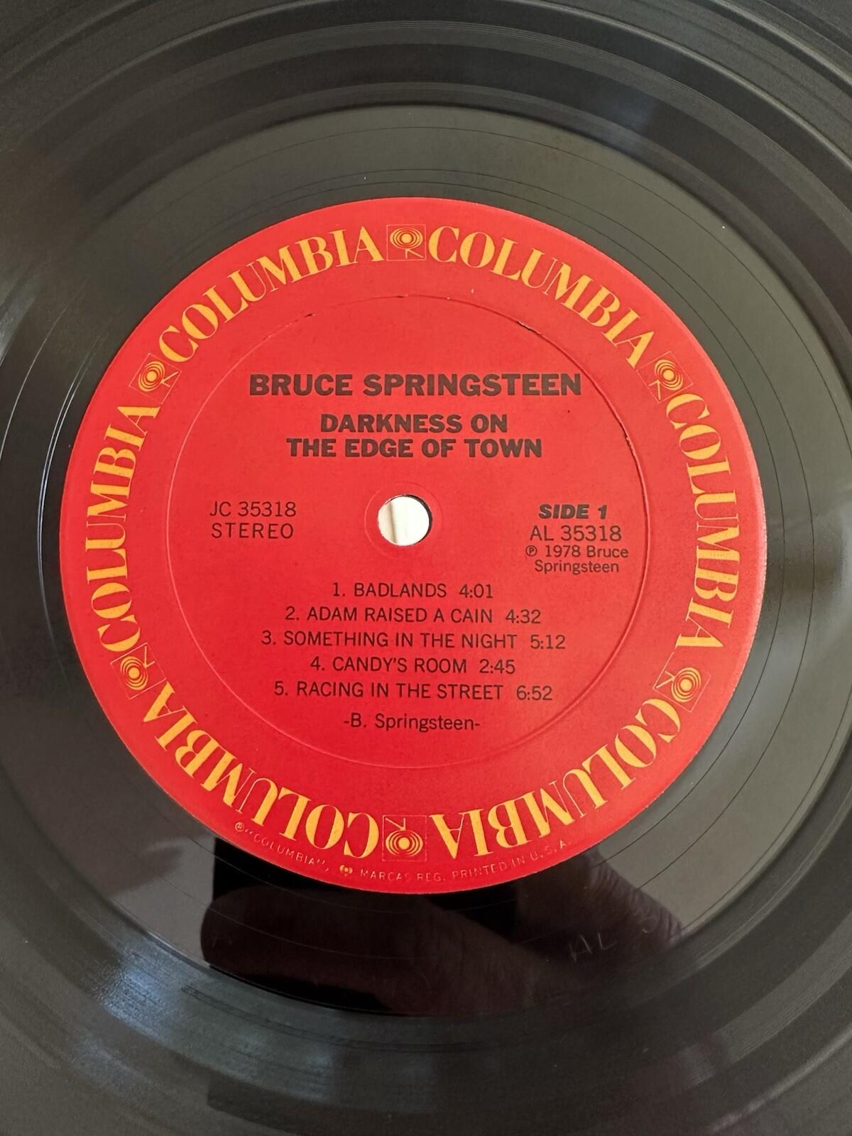 BRUCE SPRINGSTEEN darkness on the edge LP w/ HYPE STICKER lyric sheet DUST SLEEV