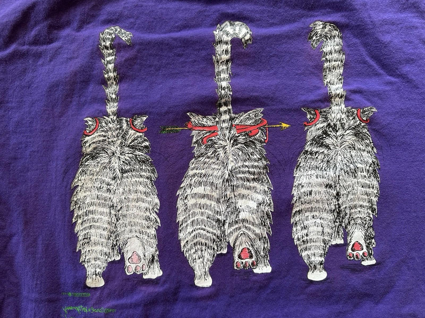 vintage 90's get serious CAT SHIRT three kitties in glasses and ties XL cartoon