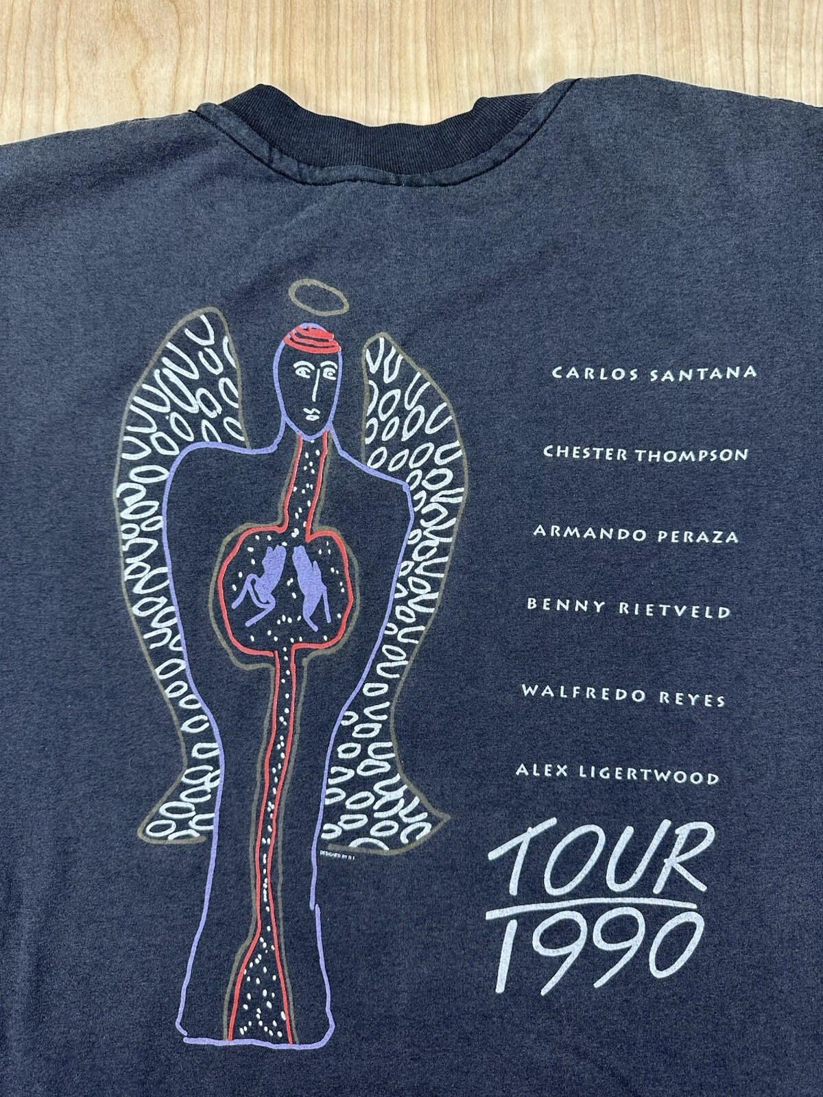 vintage 90's SANTANA TOUR 1990 t shirt BLACK extra large HANES 50/50