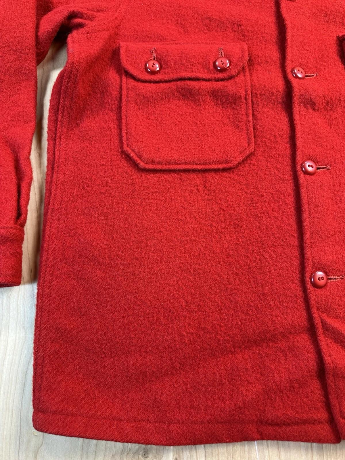 vintage 60's BOY SCOUTS red WOOL large BUTTON UP jacket HEAVY DUTY preppy ivy