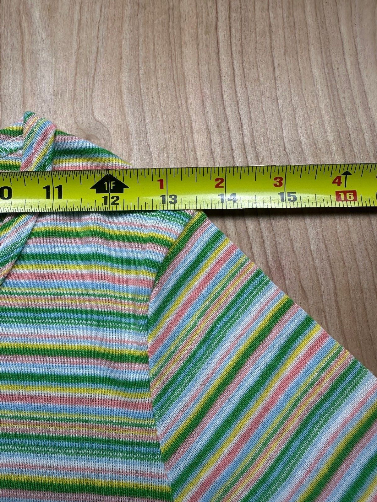 Vintage 70s EccoBay striped knit top ribbed medium cap sleeve baby tee summer