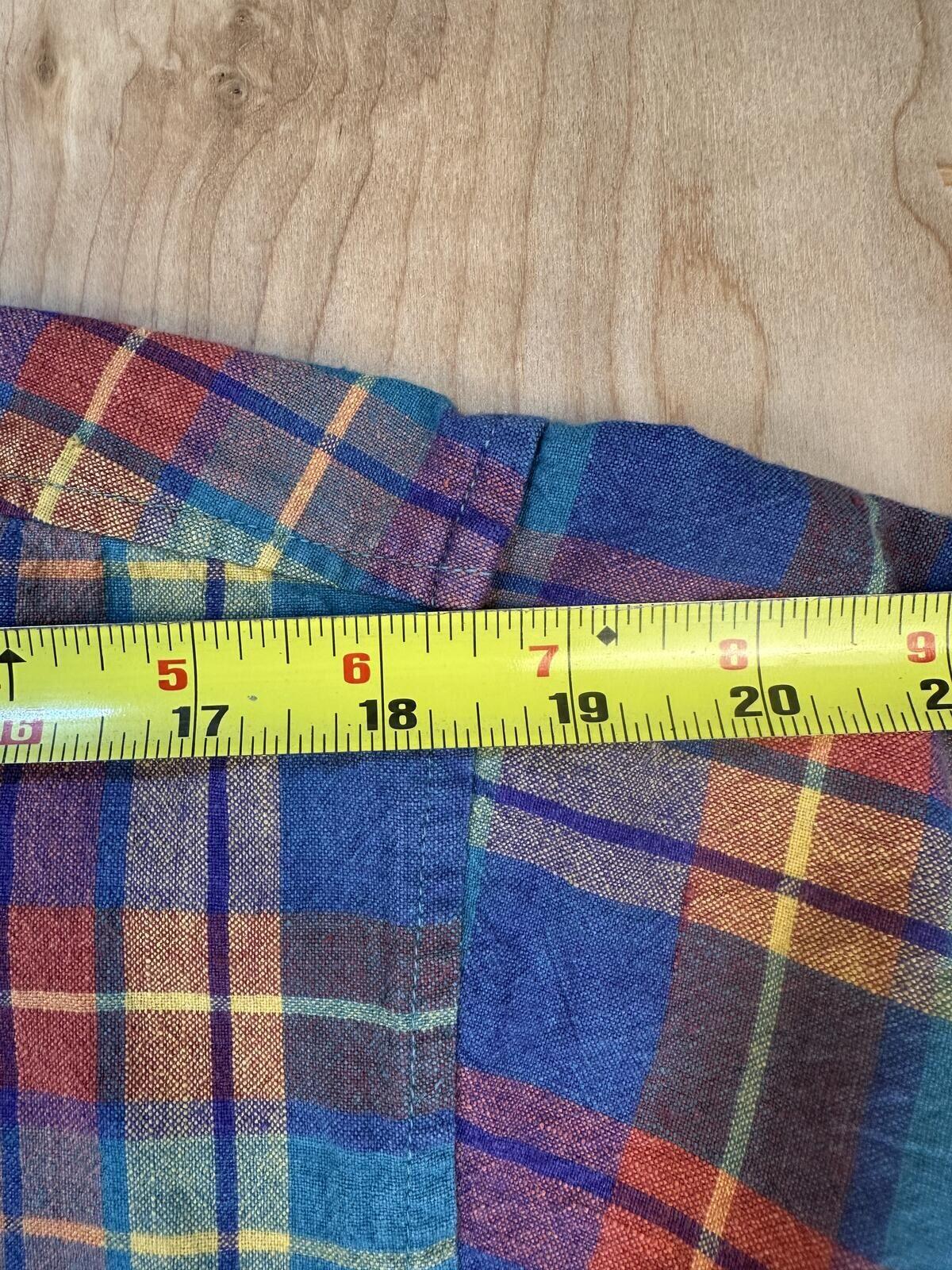 Vintage 80s World Island short sleeve button up madras shirt 100% cotton medium