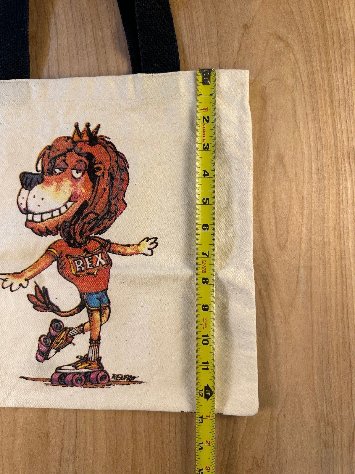 Vintage 70s Rex tote bag rollerskate lion cartoon canvas renfro skating