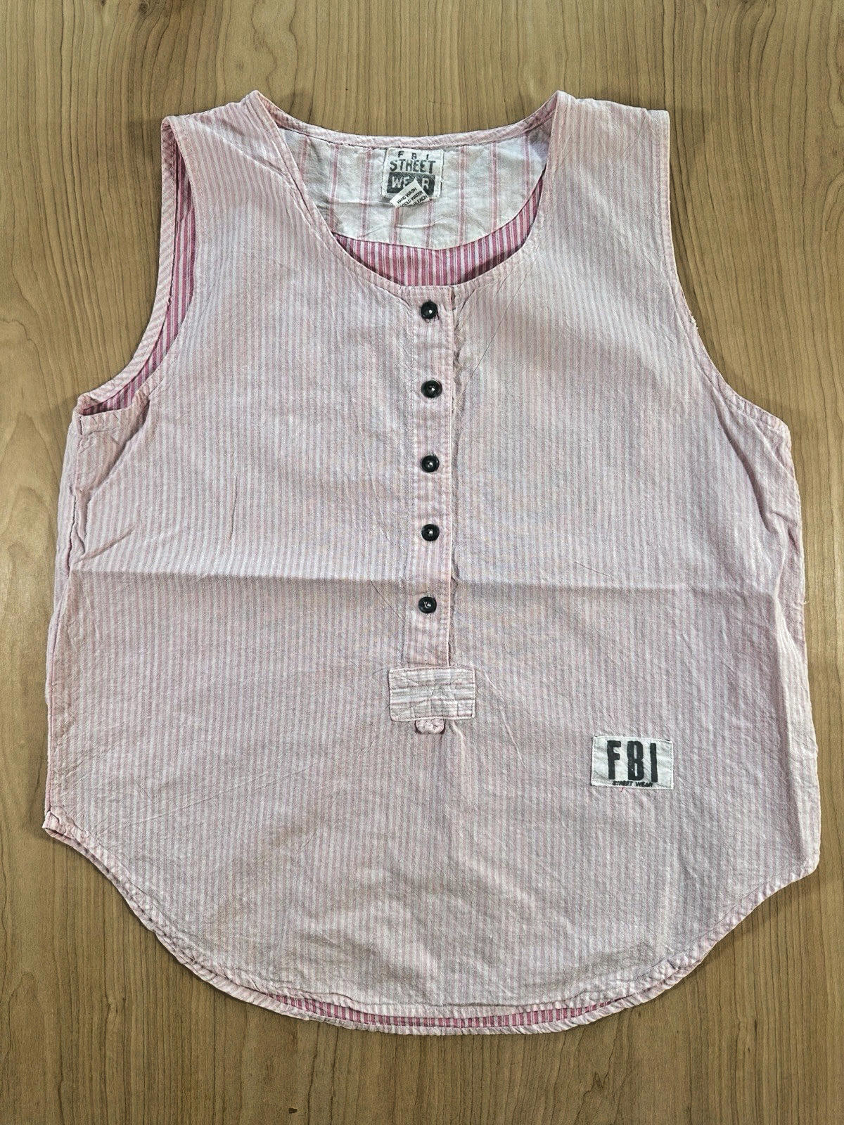 vintage 80's WOMENS sleevless PINK STRIPED pullover COTTON new wave STREET WEAR