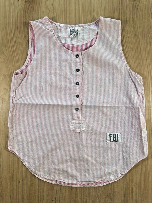vintage 80's WOMENS sleevless PINK STRIPED pullover COTTON new wave STREET WEAR