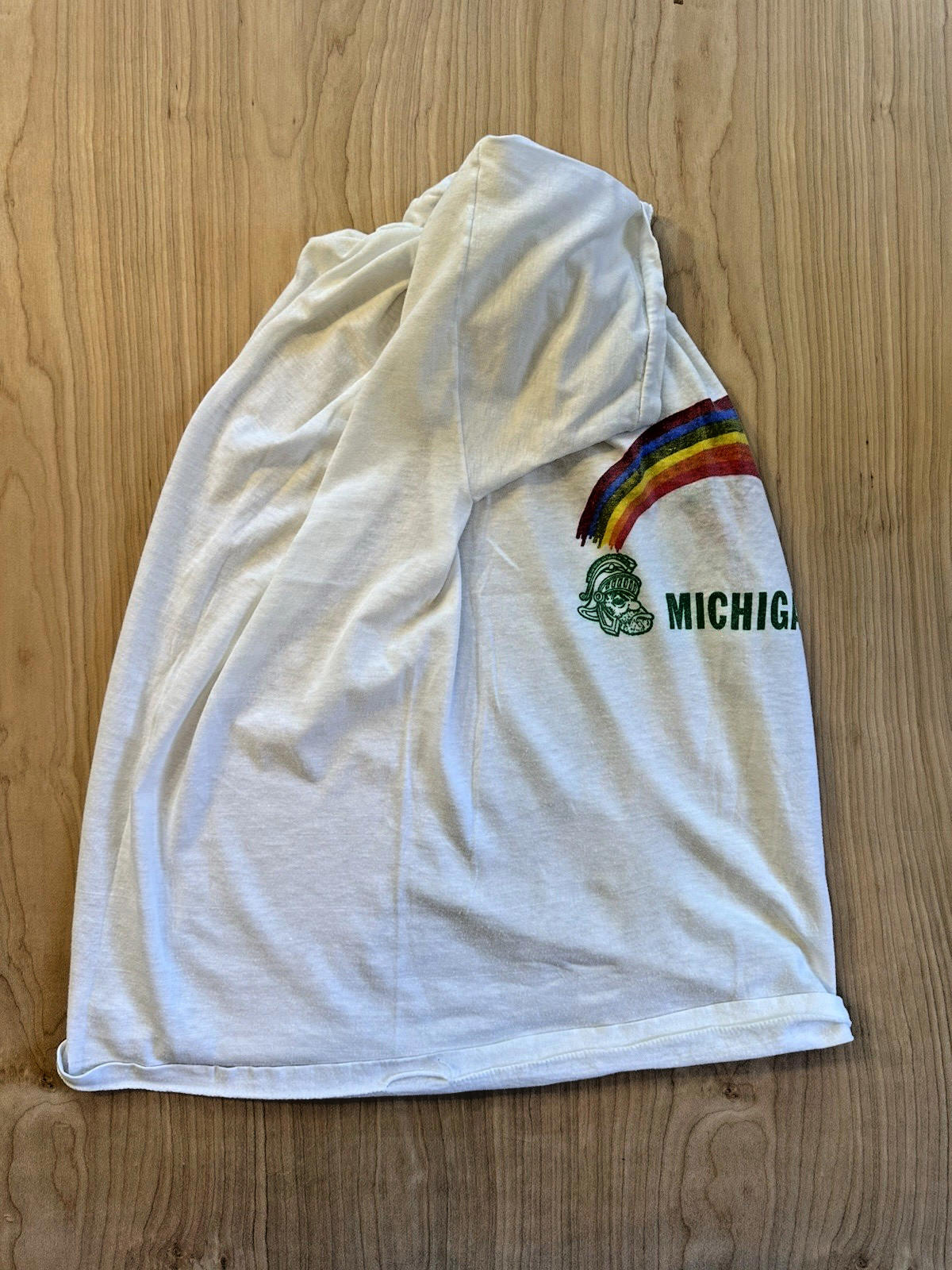 Vintage 80’s MICHIGAN STATE university SPARTANS  T Shirt RAINBOW 5050 Label Rare