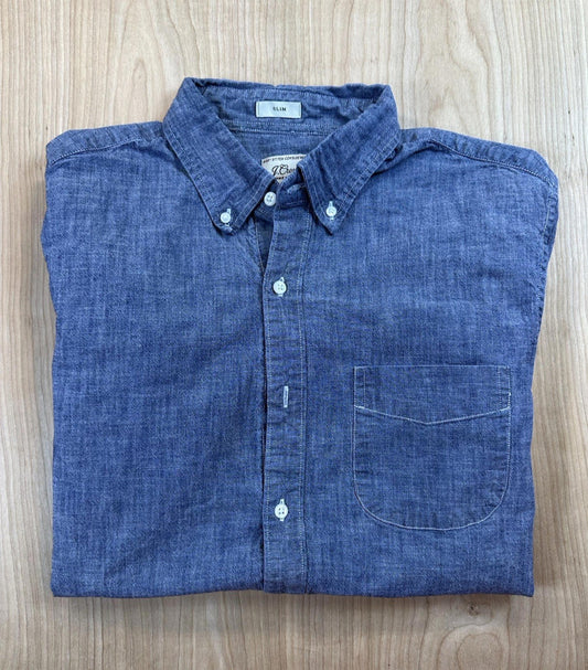 2019 J CREW chambray EVERY STITCH CONSIDERED tag MEDIUM organic cotton SLIM FIT