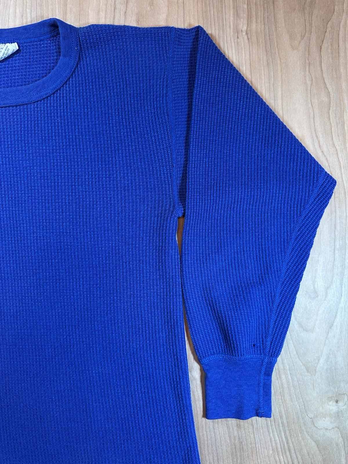 vintage 70's LONG JOHNS waffle top BLUE size LARGE super cool!