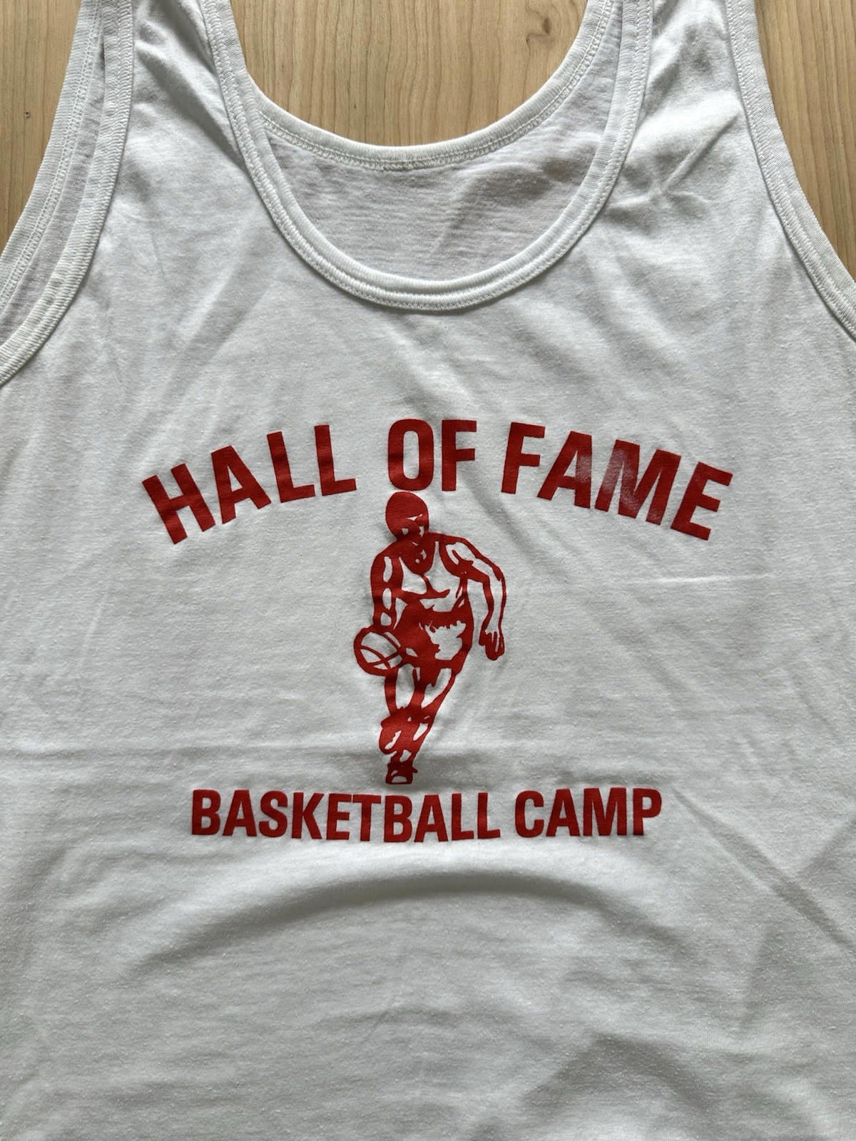 vintage 1980's BASKETBALL CAMP tank top SINGLE STITCH hall of fame LARGE
