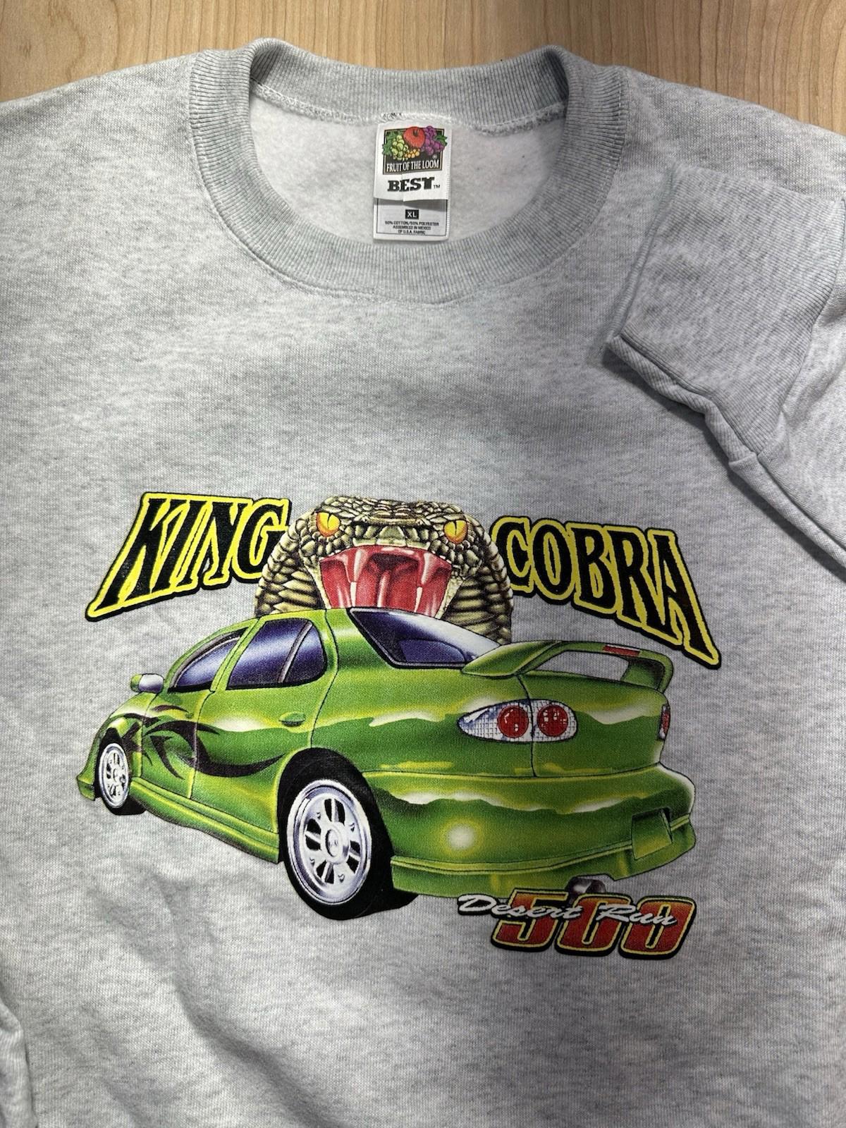 vintage 1994 KING COBRA desert run 500 SWEATSHIRT fruit of the loom DEADSTOCK XL