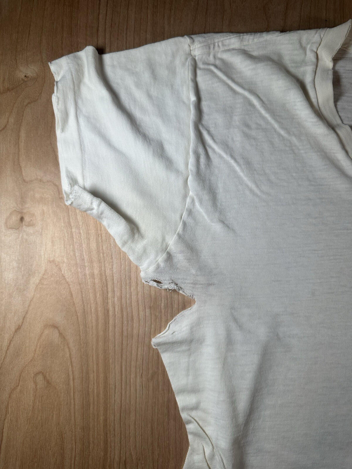 vintage 60's JOCKEY UNDERSHIRT v neck SHREDDED worn PATINA torn MEDIUM j5