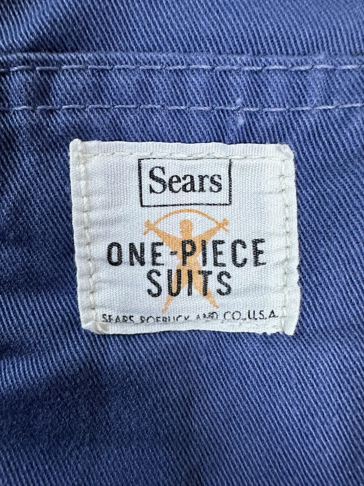 vintage 1960's SEARS ONE PIECE SUIT coveralls SMALL/MED never worn or washed BLU