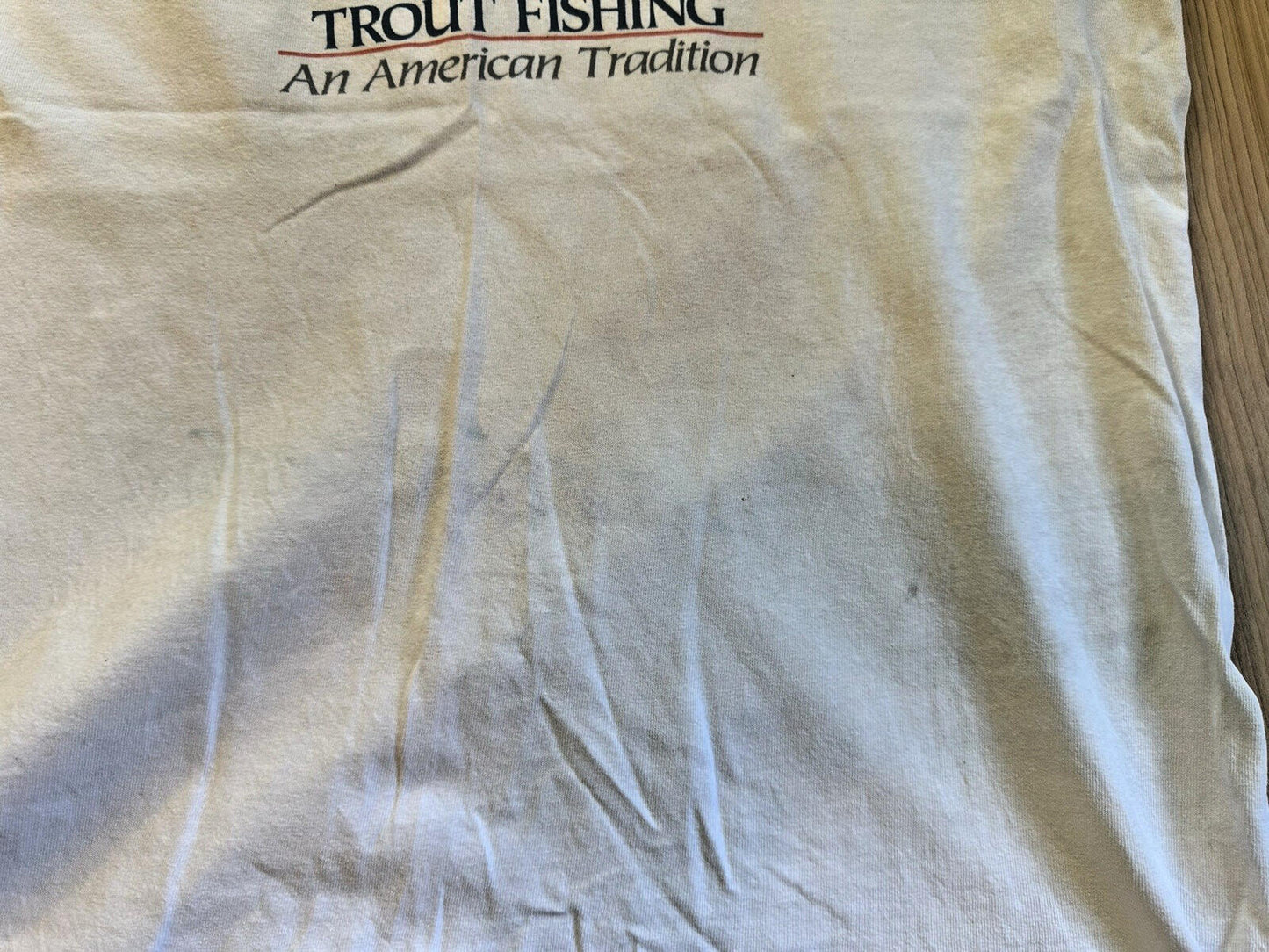 TROUT FISHING an American tradition T shirt XL nice wear COTTON sporty prep