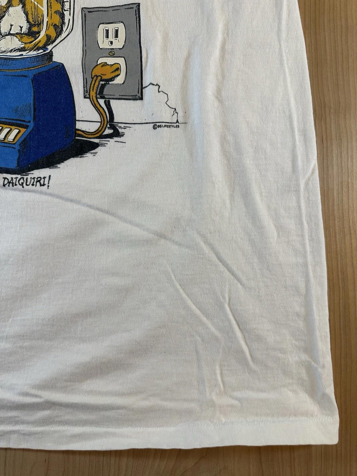 vintage 1986 CAT IN BLENDER cat daquiri MONTEREY california CARTOON T SHIRT