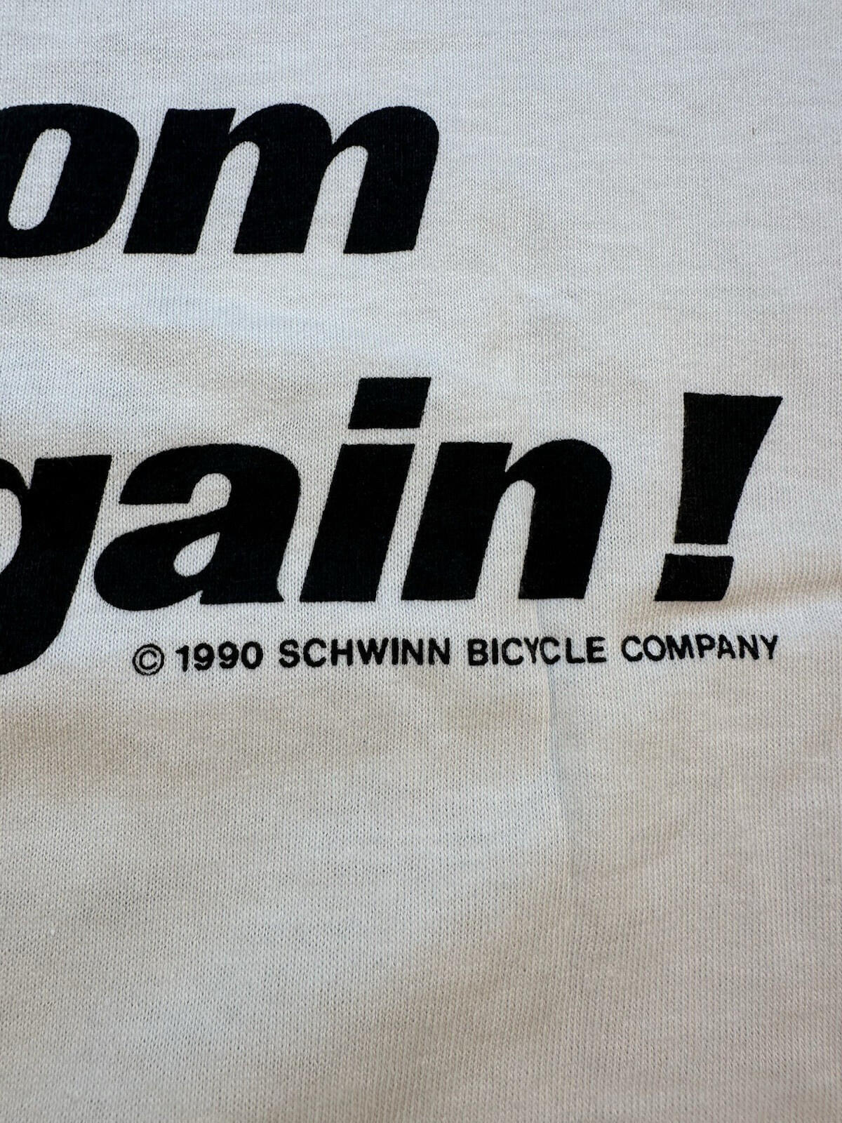 vintage 1990 SCHWINN BLACK PHANTOM RIDES AGAIN t shirt white NEVER WORN biking