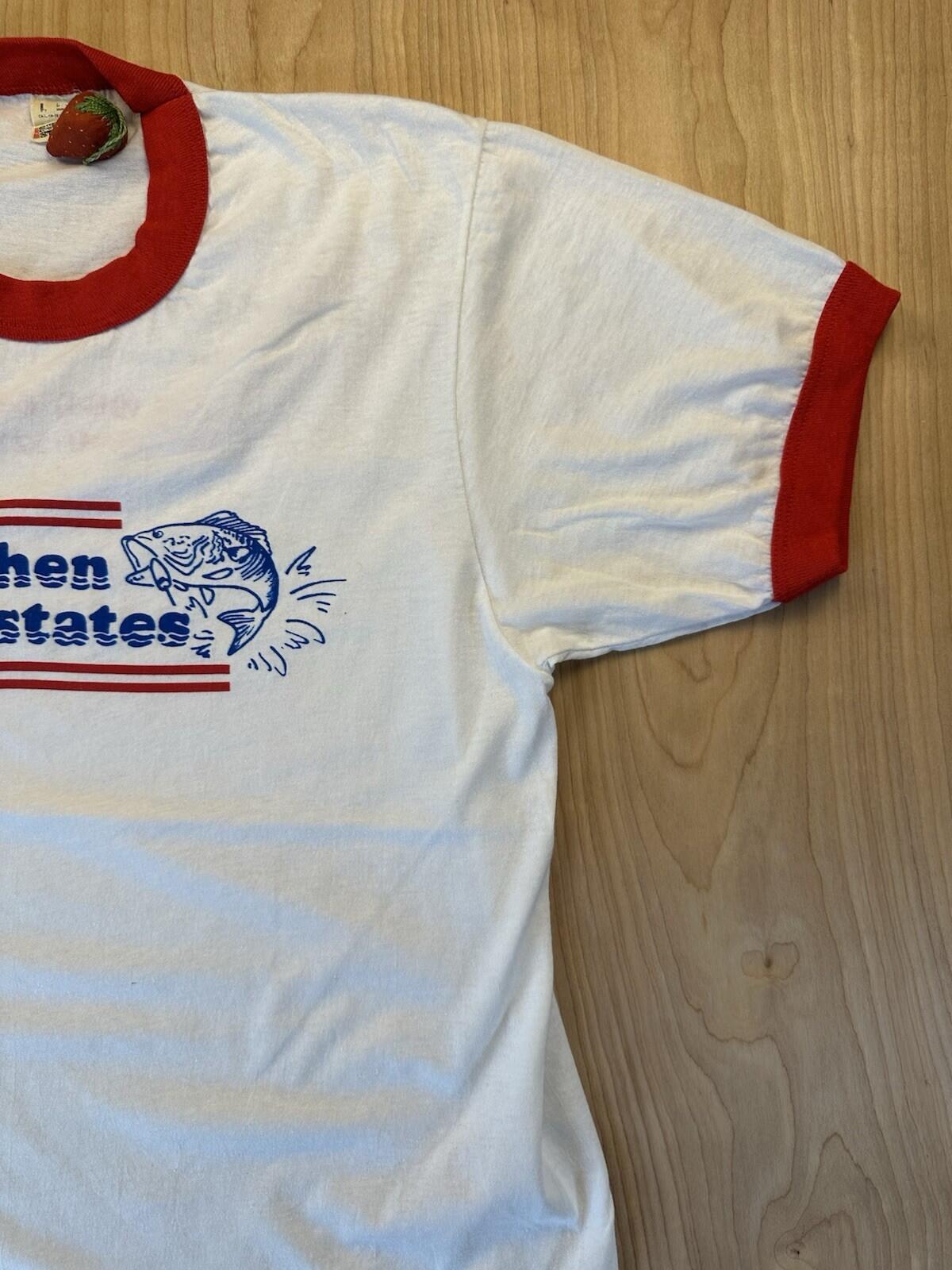 vintage 80's LARGE MOUTH BASS ringer T shirt SCREEN STARS large MADE IN USA