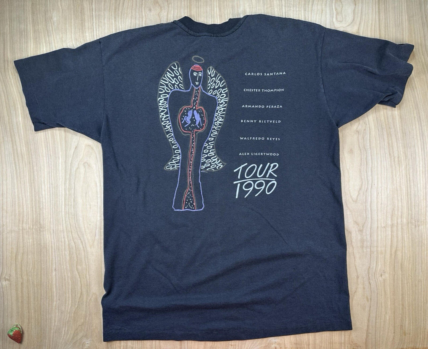 vintage 90's SANTANA TOUR 1990 t shirt BLACK extra large HANES 50/50