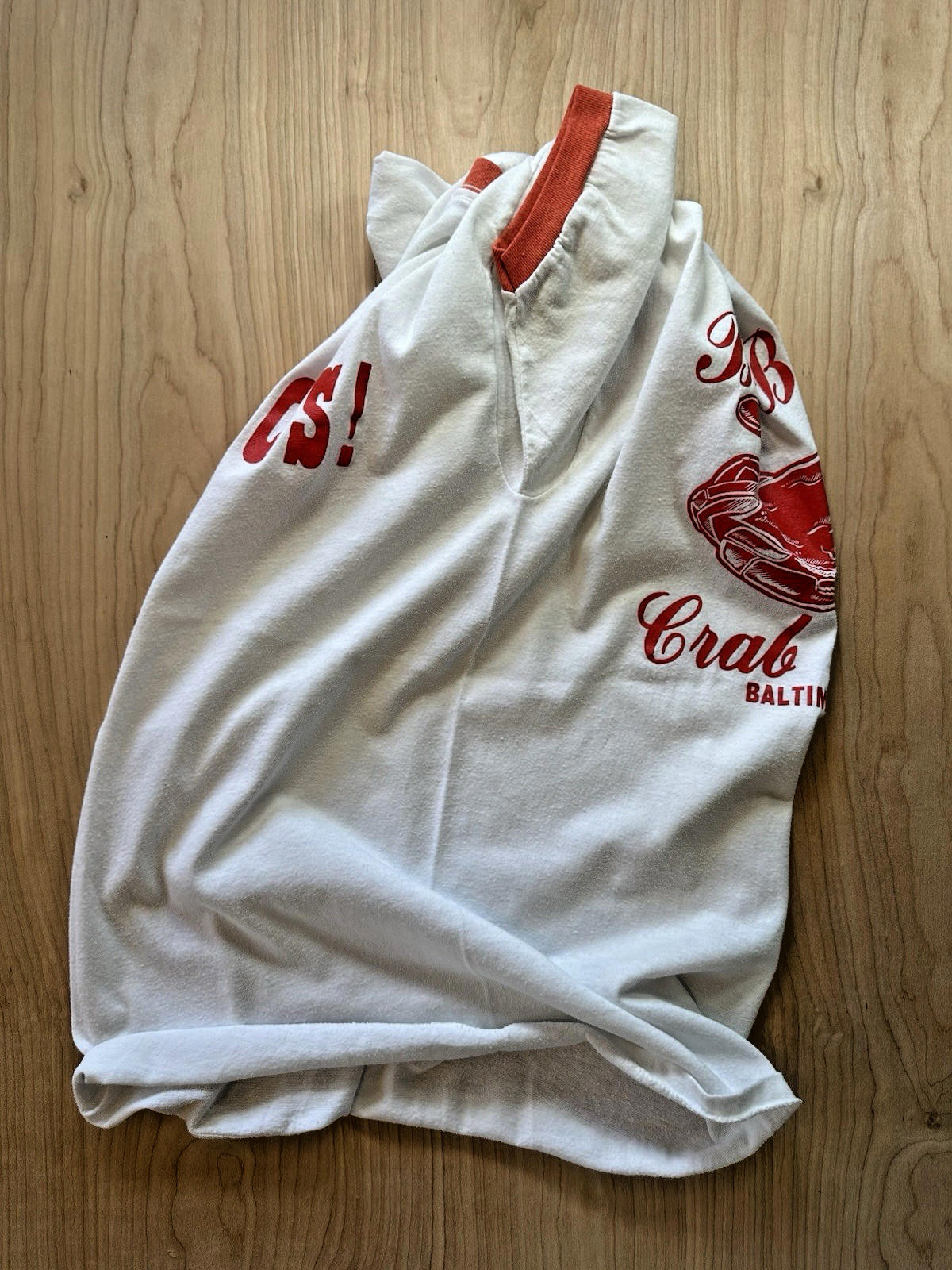 BO BROOKS CRAB HOUSE vintage RINGER T SHIRT single stitch 1980 BALTIMORE rare
