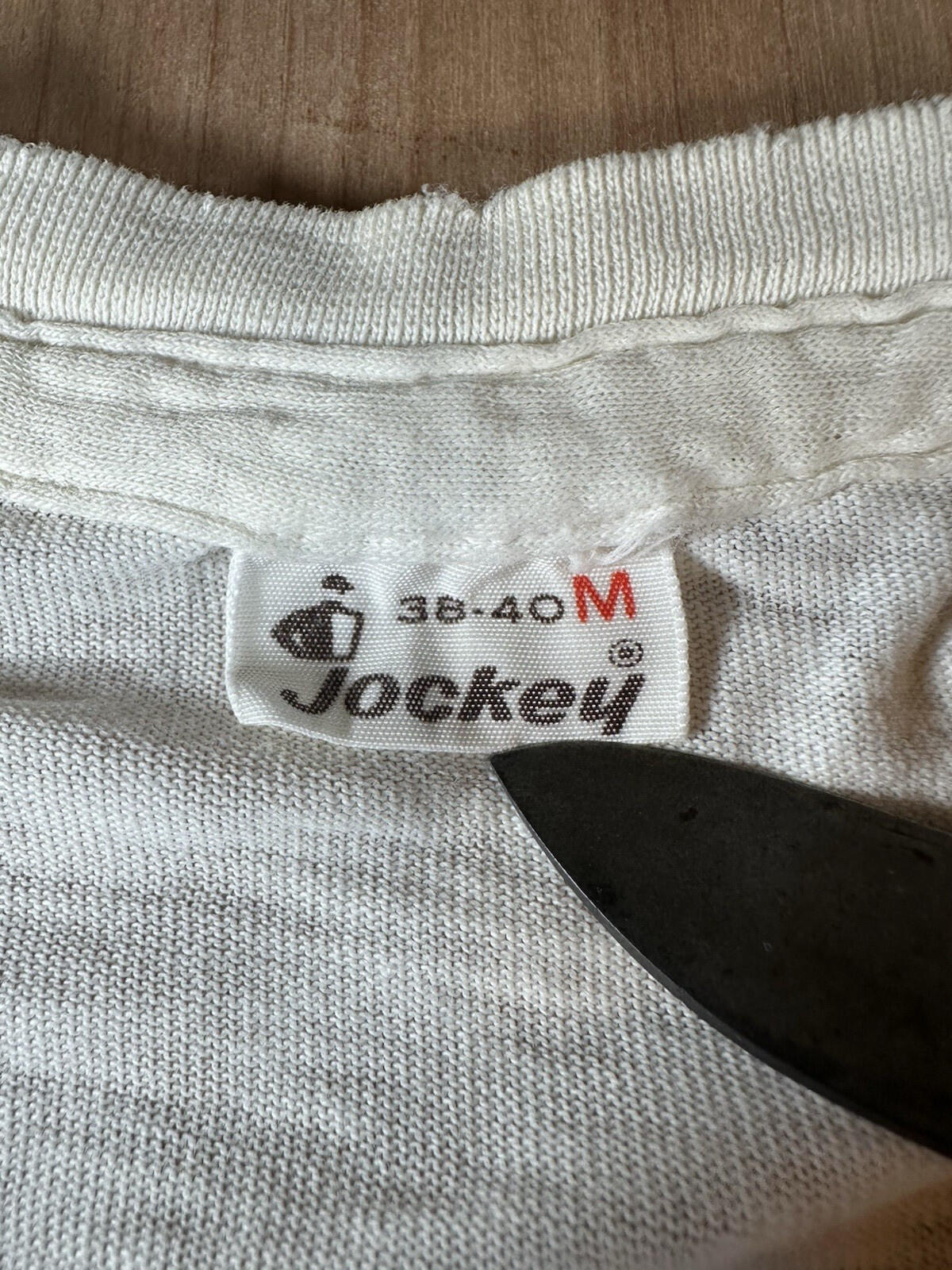 vintage 60's JOCKEY UNDERSHIRT v neck SHREDDED worn PATINA torn MEDIUM j5