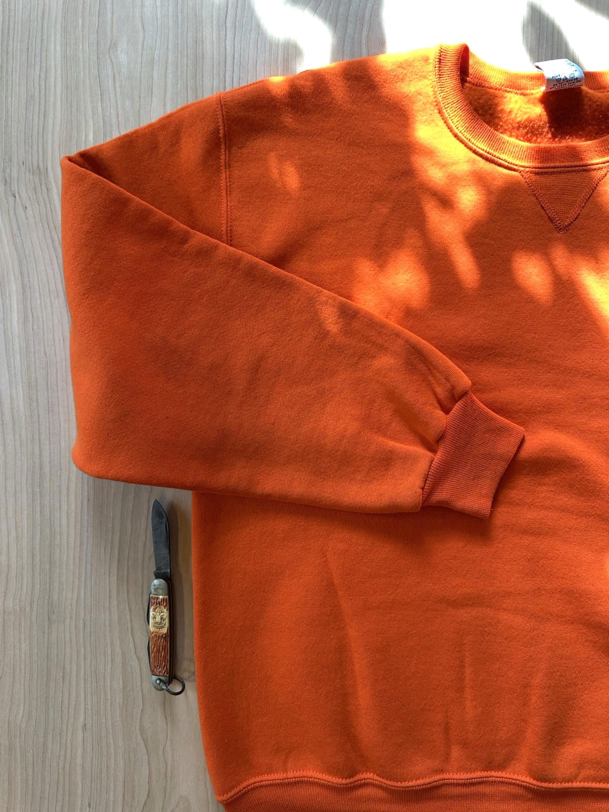 vintage 90's RUSSELL athletic ORANGE pullover sweatshirt size MEDIUM