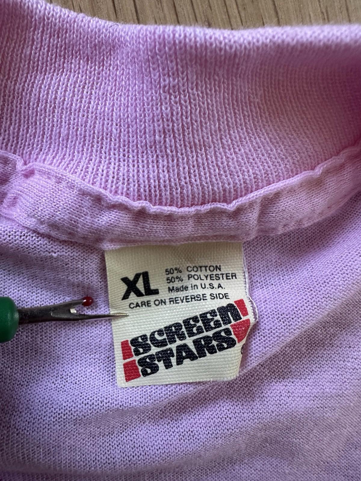 vintage 80's DRIFTERS tour shirt DEADSTOCK pink SCREEN STARS cartoon XL