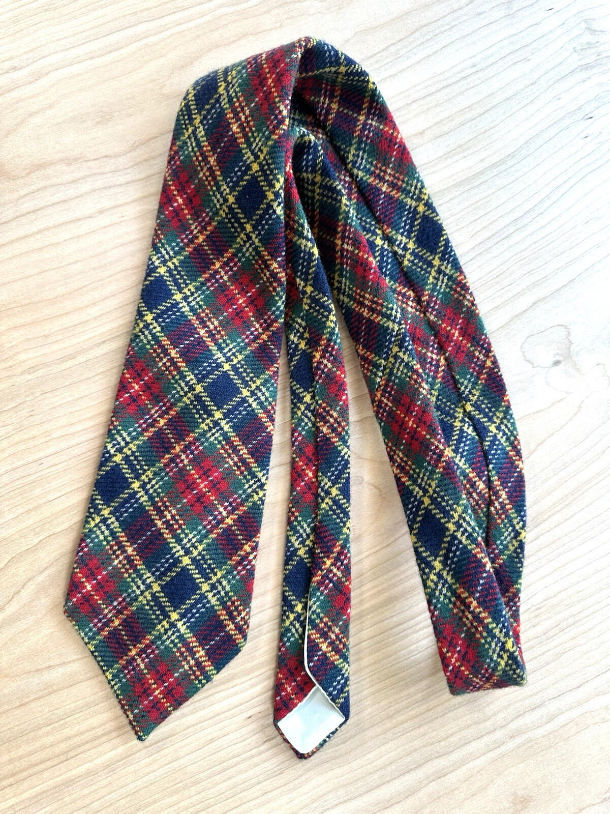vintage 1980 plaid wool tie BEAUTIFUL rumson roulette hand made preppy classic