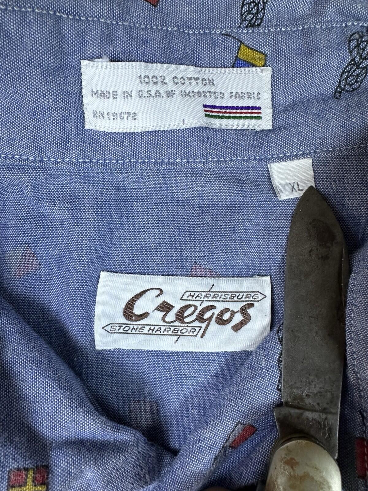 vintage 80's CHAMBRAY nautical theme BUTTON DOWN xtra large CREGOS stone harbor