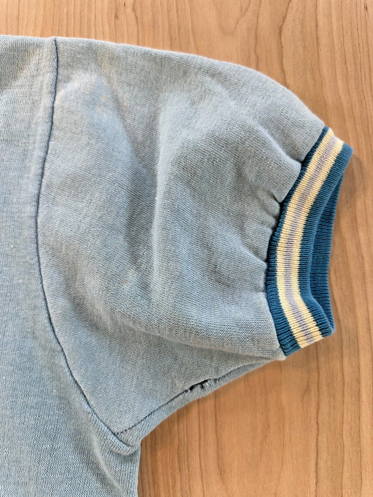 vintage 60's CRESLIN ringer SHORT SLEEVE SWEATSHIRT large FADED shredded PATINA