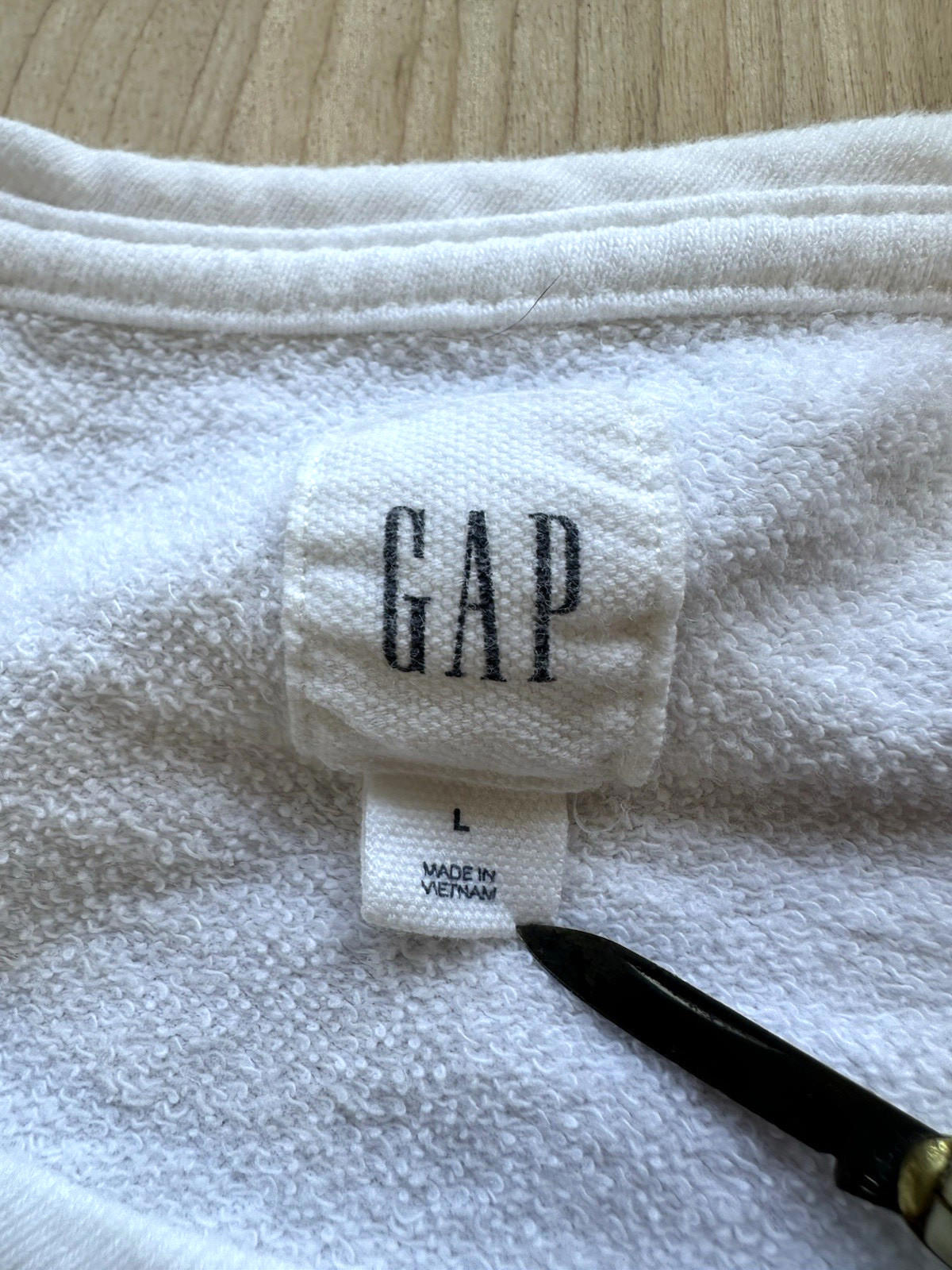 vintage GAP lightweight SWEATSHIRT longsleeve POCKET white LARGE all COTTON