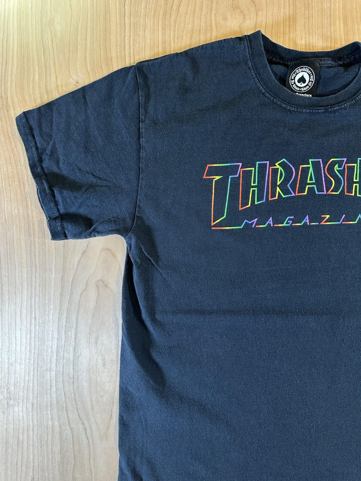 vintage 90's THRASHER MAGAZINE SHIRT skating PUNK rad dude BLACK small